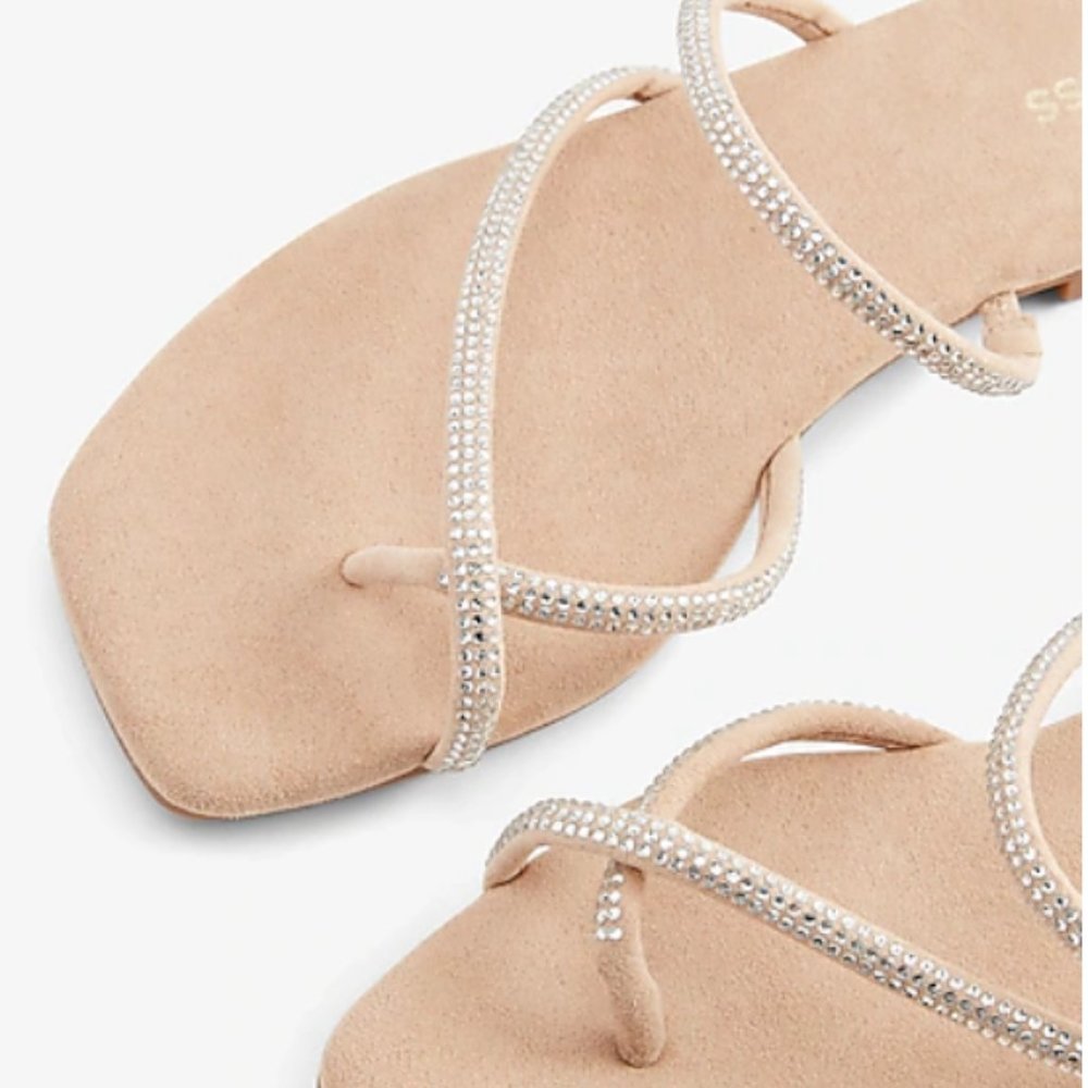 Metallic Strappy Toe Ring Slide Sandals